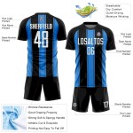 Custom Black White-Powder Blue Line Sublimation Soccer Uniform Jersey