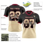 Custom Black Cream-Crimson Mesh Authentic Gradient Square Shape Flag Football Jersey
