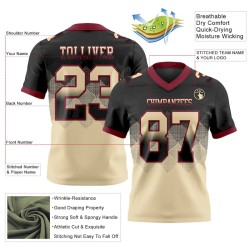 Custom Black Cream-Crimson Mesh Authentic Gradient Square Shape Flag Football Jersey