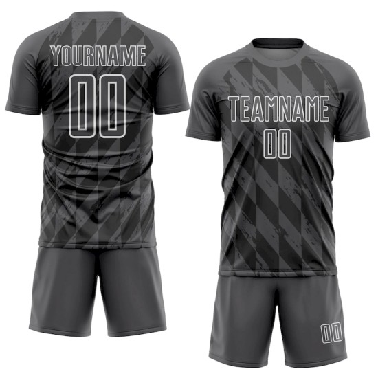 Custom Steel Gray White Geometric Shapes Sublimation Soccer Uniform Jersey Custom Steel Gray White Geometric Shapes Sublimation Soccer Uniform Jersey