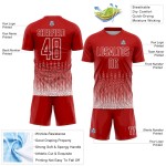 Custom Red White Geometric Shape Sublimation Soccer Uniform Jersey Custom Red White Geometric Shape Sublimation Soccer Uniform Jersey