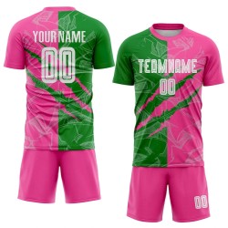 Custom Graffiti Pattern Grass Green-Pink Scratch Sublimation Soccer Uniform Jersey Custom Graffiti Pattern Grass Green-Pink Scratch Sublimation Soccer Uniform Jersey