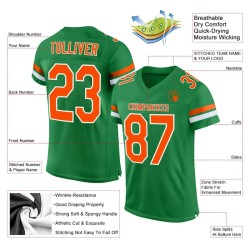 Custom Grass Green Orange-White Mesh Authentic Football Jersey Custom Grass Green Orange-White Mesh Authentic Football Jersey